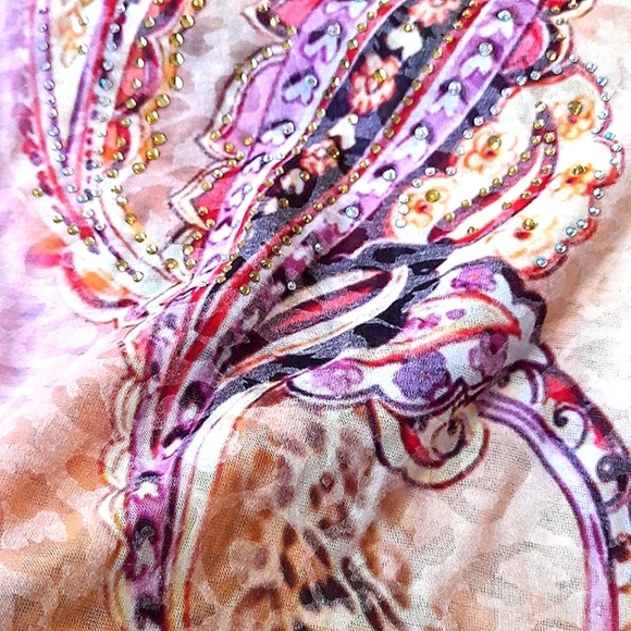 🎊3 FOR $10 COLOUR WORKS WOMENS MEDIUM SHIRT WITH DIAMOND STUDDS - Picture 3 of 4